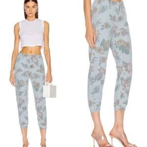 MOTHER The No Zip Misfit Tropical Floral Chambray Jeans Sz 26